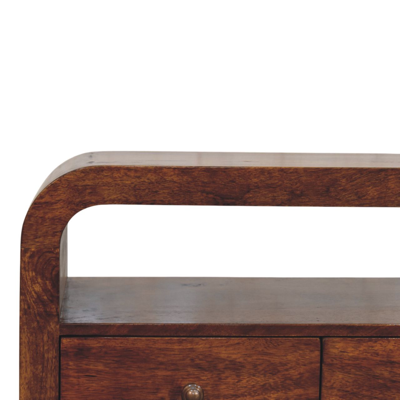 Darcy 3-Drawer Open Shelf Chestnut Chest of Drawers