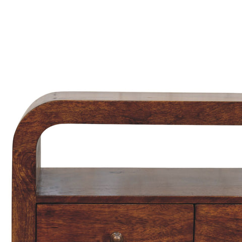 Darcy 3-Drawer Open Shelf Chestnut Chest of Drawers