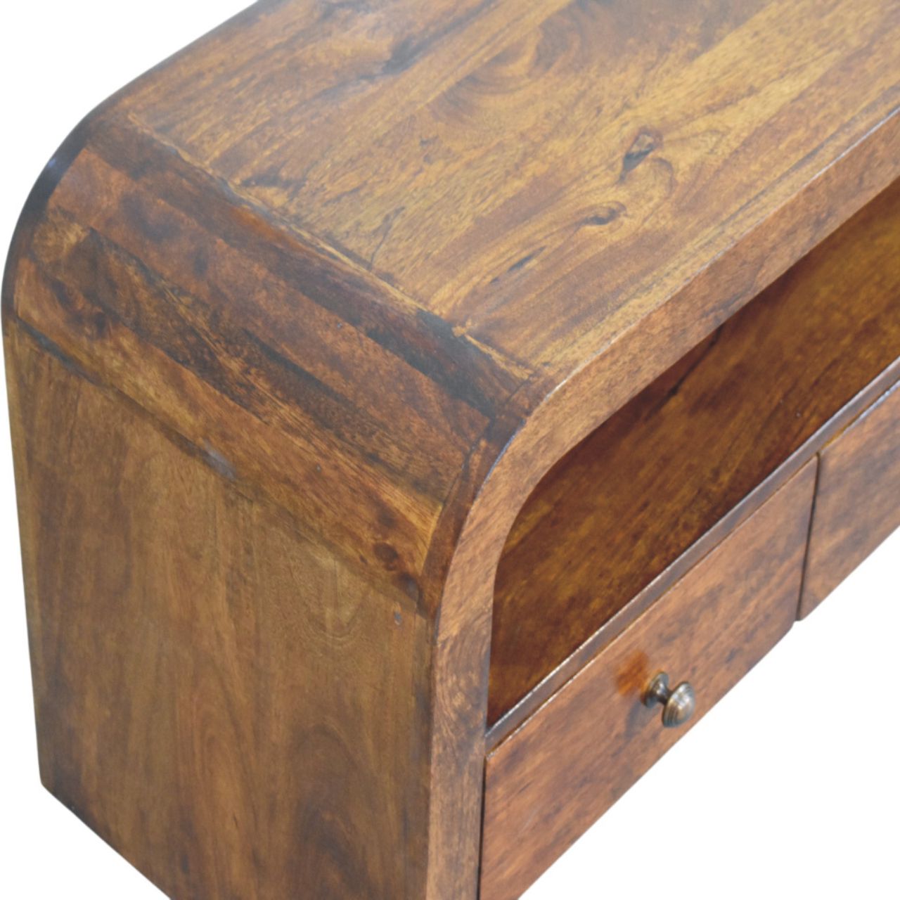 Darcy 3-Drawer Open Shelf Chestnut Chest of Drawers