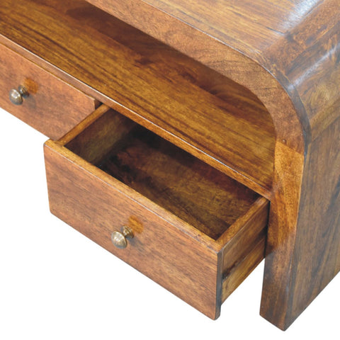 Darcy 3-Drawer Open Shelf Chestnut Chest of Drawers