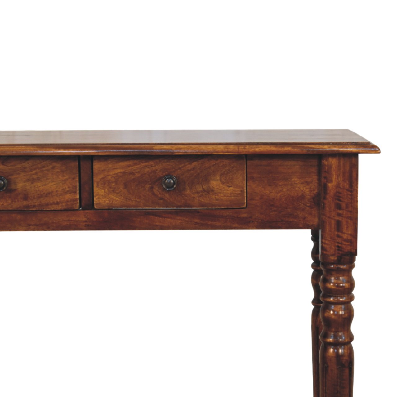 Turned Legs 3-Drawer Chestnut Console Chest of Drawers