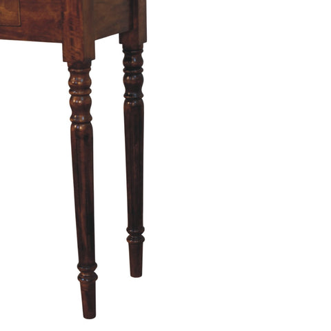 Turned Legs 3-Drawer Chestnut Console Chest of Drawers