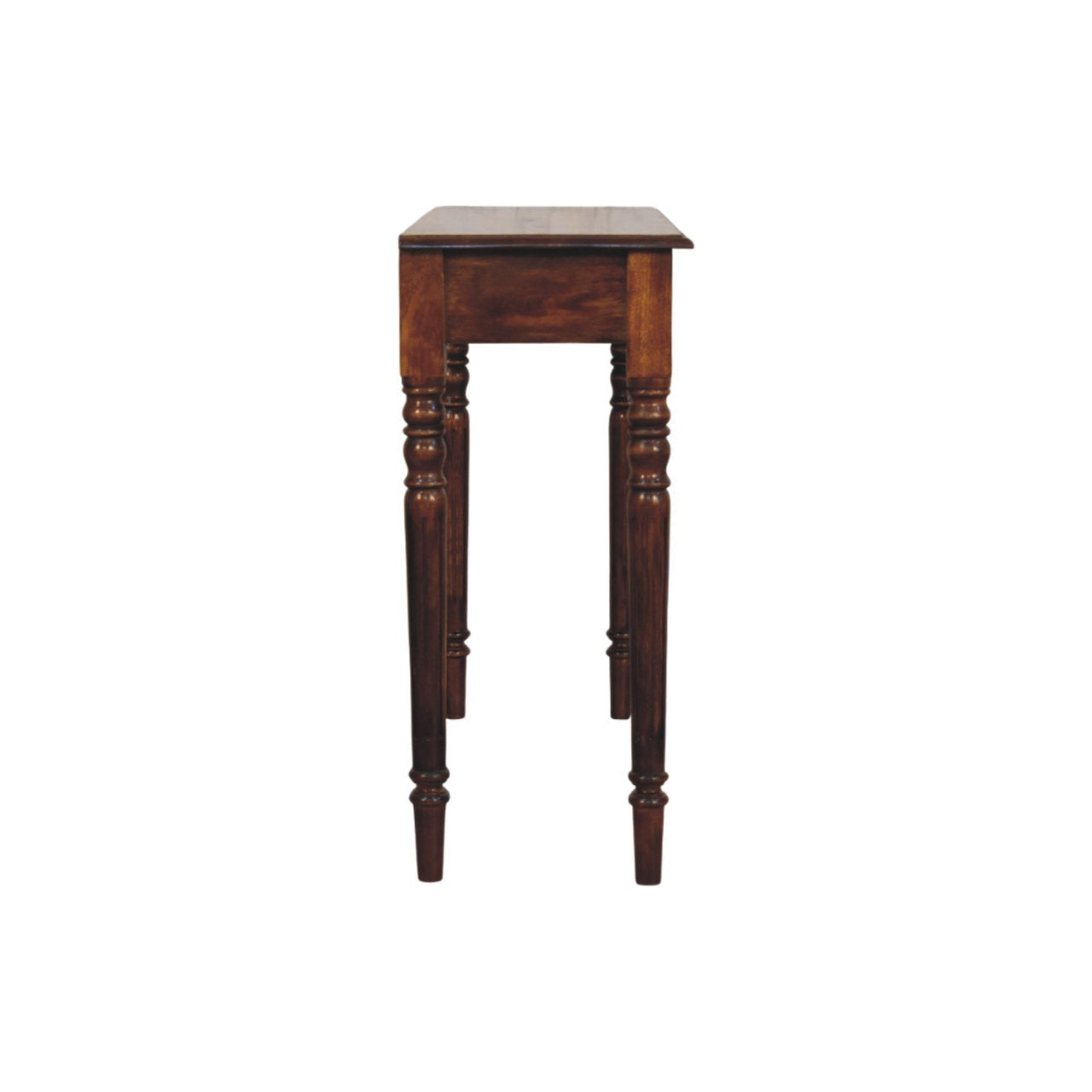 Turned Legs 3-Drawer Chestnut Console Chest of Drawers
