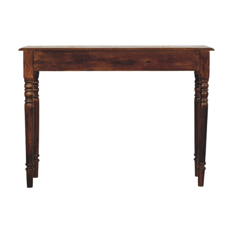 Turned Legs 3-Drawer Chestnut Console Chest of Drawers