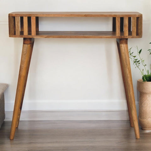Slatted Oak-ish Console Table