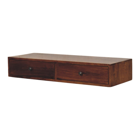 Lunar 2-Drawer Chestnut Wall Mounted Console Chest of Drawers | Wall-Mounted