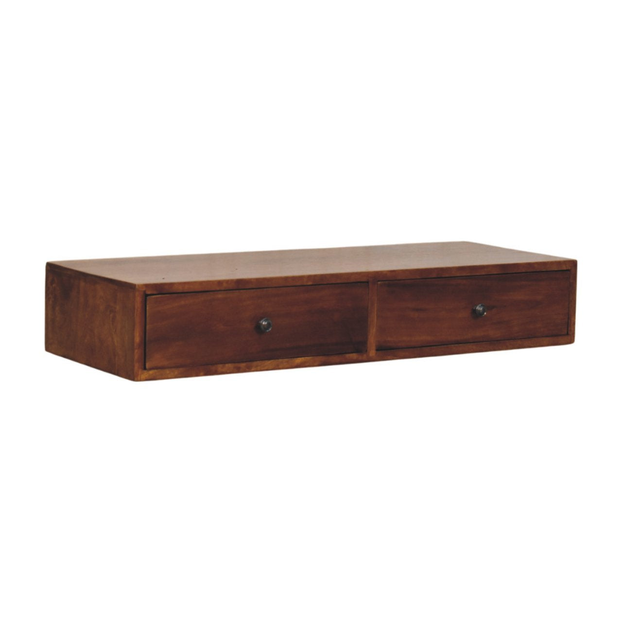 Lunar 2-Drawer Chestnut Wall Mounted Console Chest of Drawers | Wall-Mounted