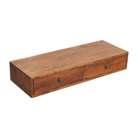 Lunar 2-Drawer Chestnut Wall Mounted Console Chest of Drawers | Wall-Mounted