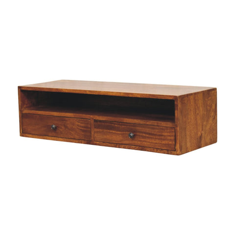 Lunar 2-Drawer Chestnut Wall Mounted Chest of Drawers | Wall-Mounted