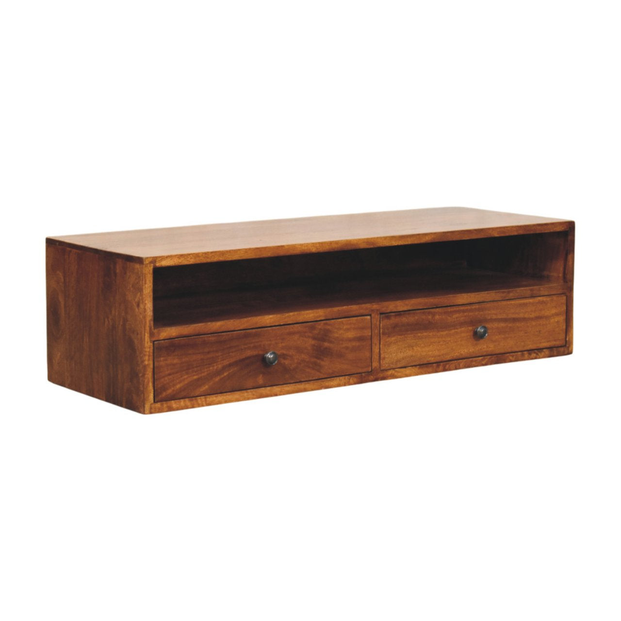 Lunar 2-Drawer Chestnut Wall Mounted Chest of Drawers | Wall-Mounted