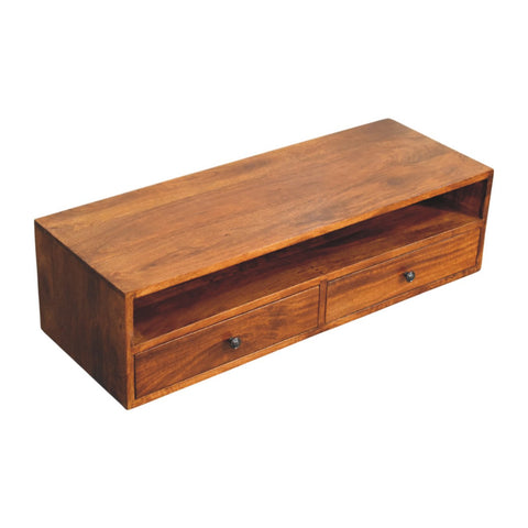 Lunar 2-Drawer Chestnut Wall Mounted Chest of Drawers | Wall-Mounted