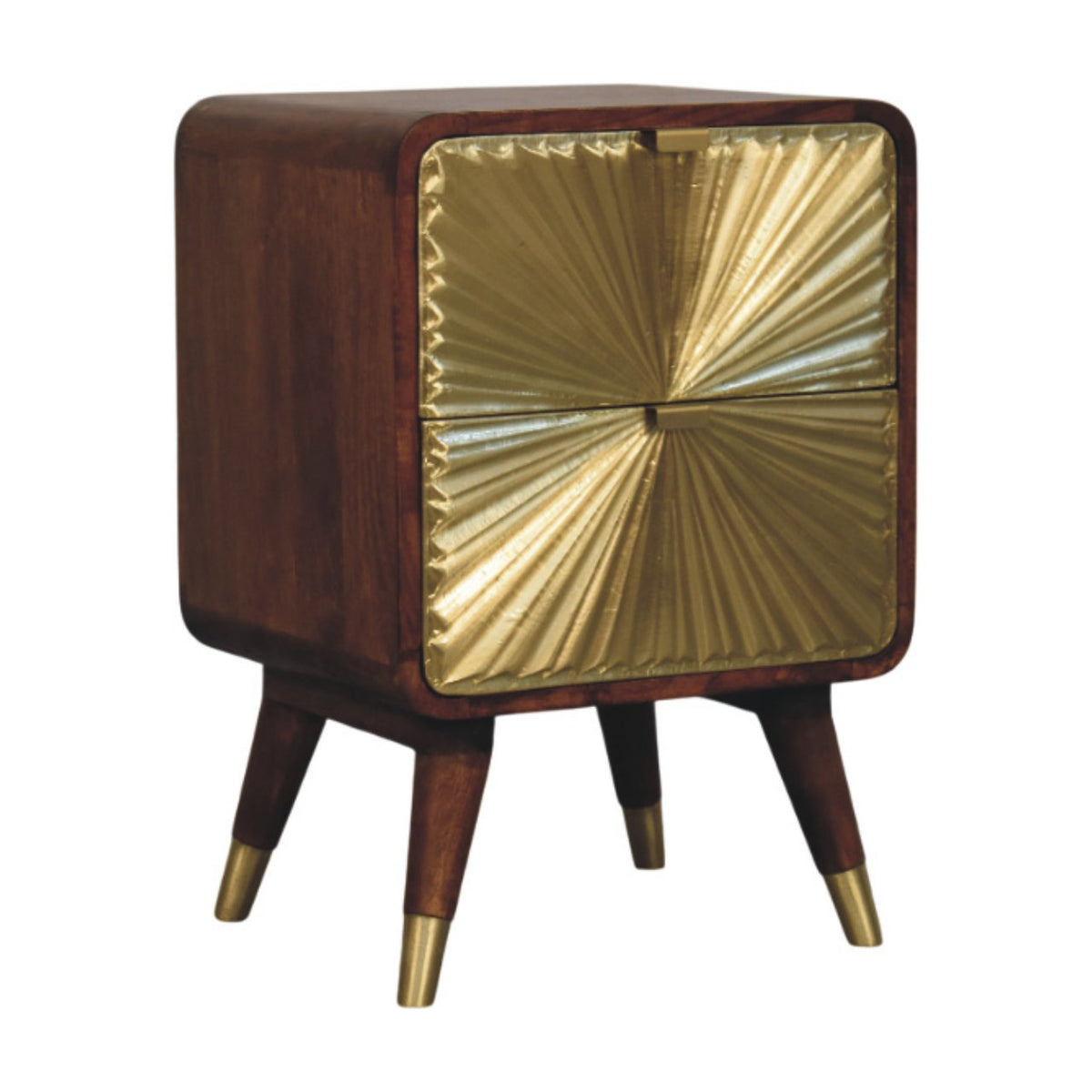 Avora Brass Embossed 2-Drawer Chestnut Chest of Drawers