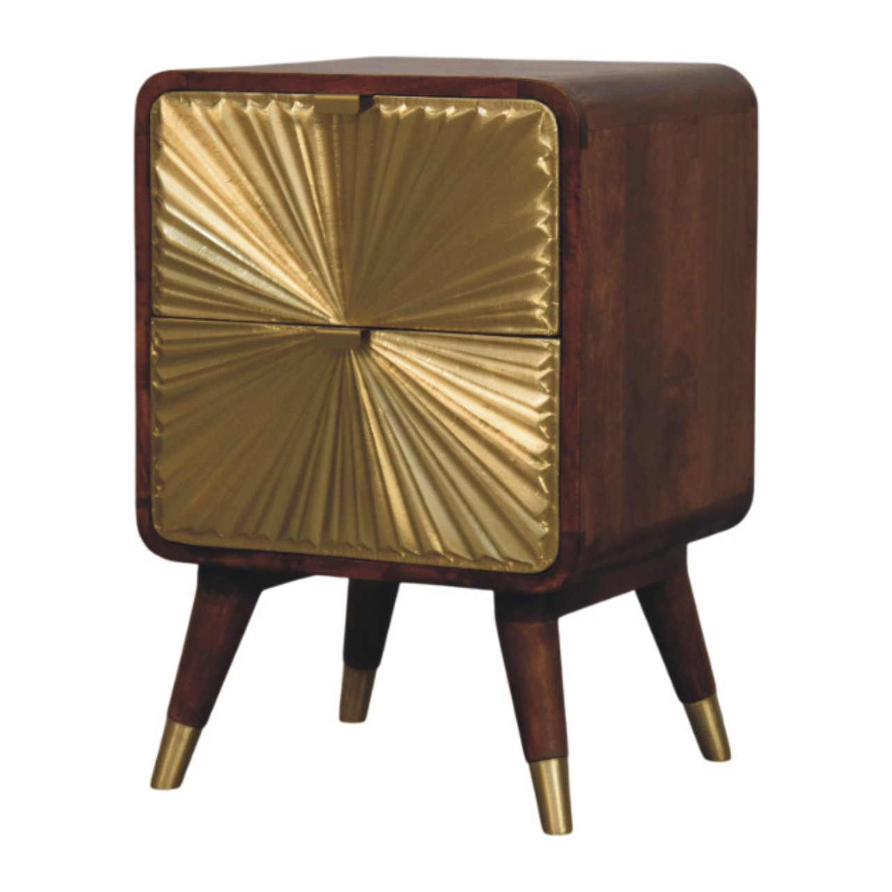 Avora Brass Embossed 2-Drawer Chestnut Chest of Drawers