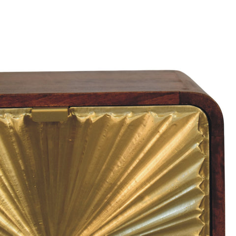 Avora Brass Embossed 2-Drawer Chestnut Chest of Drawers