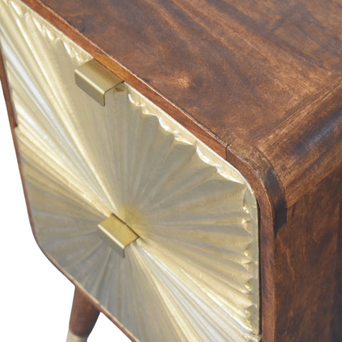 Avora Brass Embossed 2-Drawer Chestnut Chest of Drawers