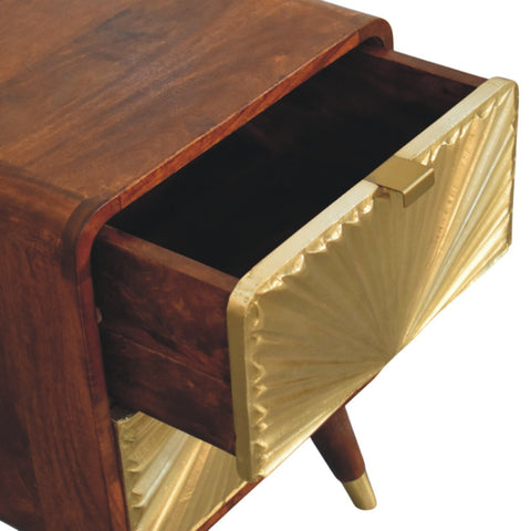 Avora Brass Embossed 2-Drawer Chestnut Chest of Drawers