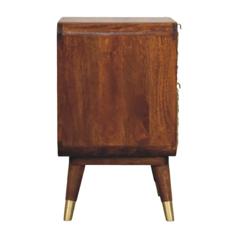 Avora Brass Embossed 2-Drawer Chestnut Chest of Drawers