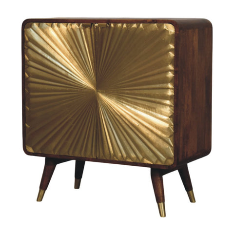 Avora Brass Embossed 2 Door Chestnut Chest of Drawers