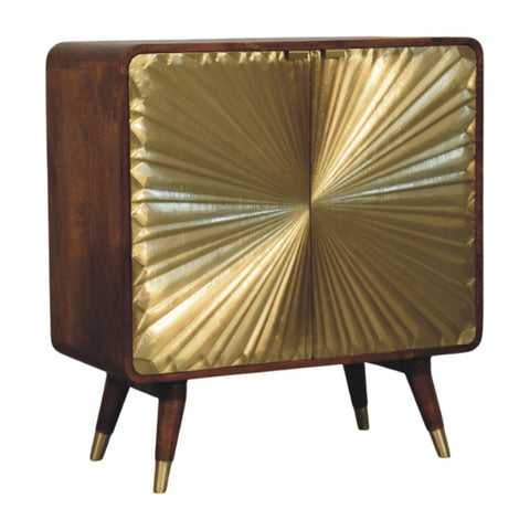 Avora Brass Embossed 2 Door Chestnut Chest of Drawers