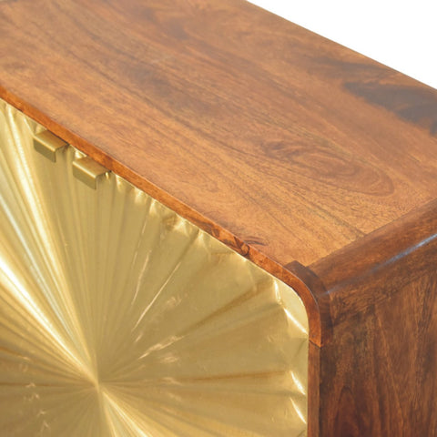 Avora Brass Embossed 2 Door Chestnut Chest of Drawers