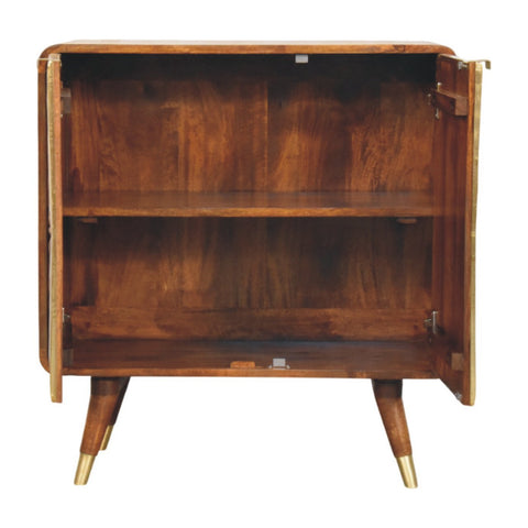 Avora Brass Embossed 2 Door Chestnut Chest of Drawers