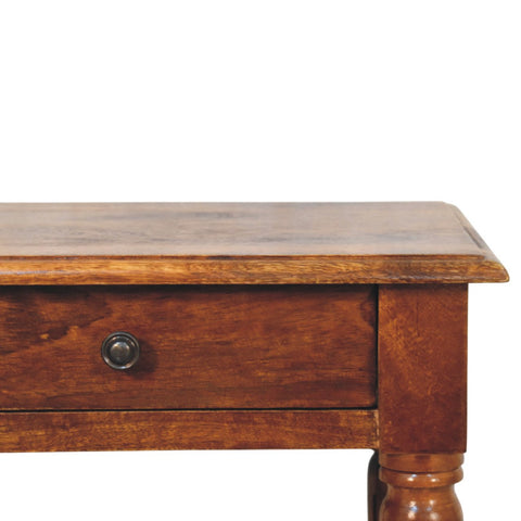 Turned Legs Chestnut 1-Drawer Side Table Chest of Drawers