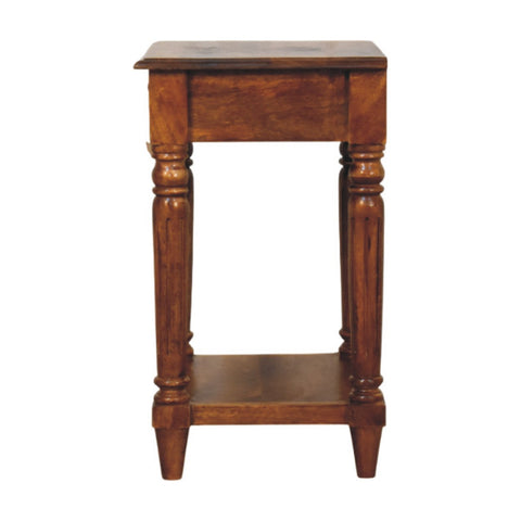 Turned Legs Chestnut 1-Drawer Side Table Chest of Drawers