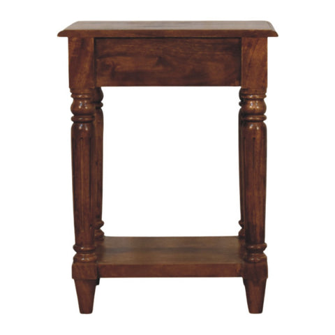 Turned Legs Chestnut 1-Drawer Side Table Chest of Drawers