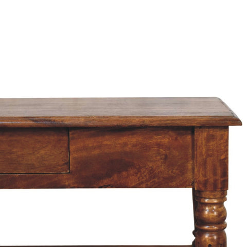 Turned Legs Chestnut 2-Drawer Coffee Table