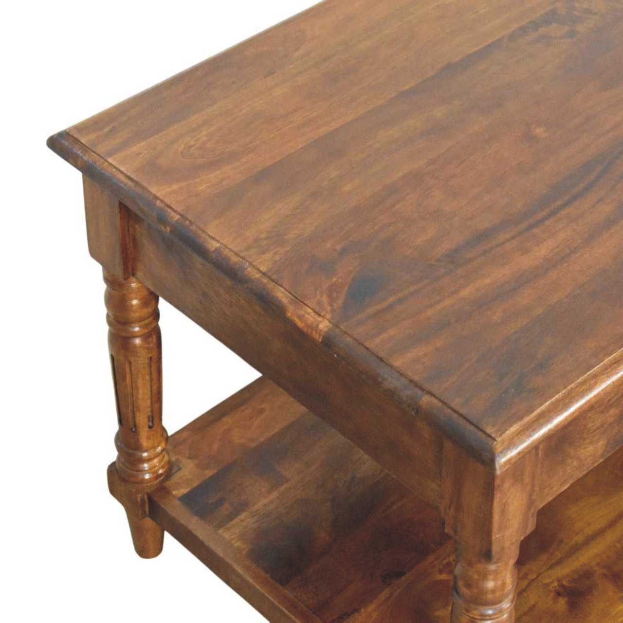 Turned Legs Chestnut 2-Drawer Coffee Table