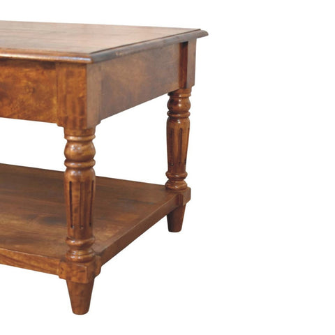 Turned Legs Chestnut 2-Drawer Coffee Table