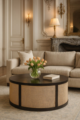 Monaco Round Rattan Centerpiece Storage Bench