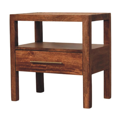 The Caldera Bedside Stand Bedside Table | Honey Caramel Rattan Open Shelf