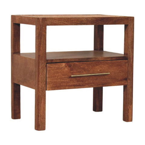 The Caldera Bedside Stand Bedside Table | Honey Caramel Rattan Open Shelf