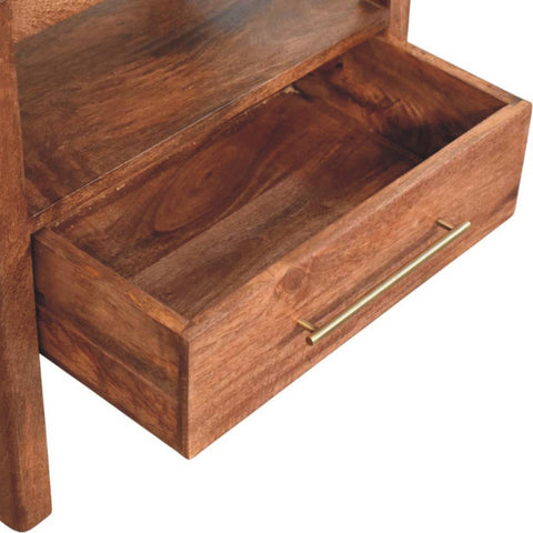 The Caldera Bedside Stand Bedside Table | Honey Caramel Rattan Open Shelf