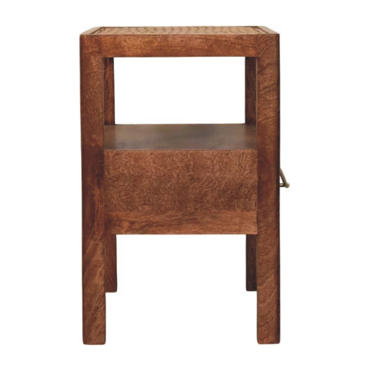The Caldera Bedside Stand Bedside Table | Honey Caramel Rattan Open Shelf