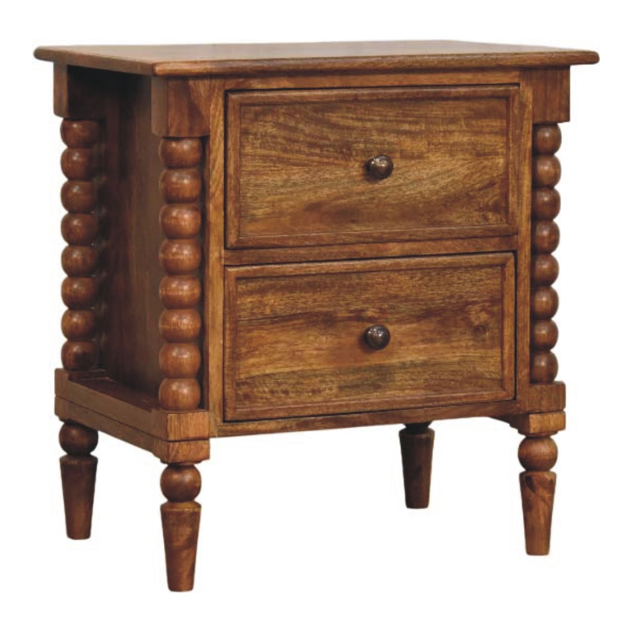 Spindle Leg Amber Oak Bedside Table