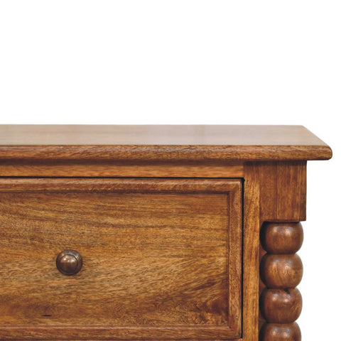 Spindle Leg Amber Oak Bedside Table
