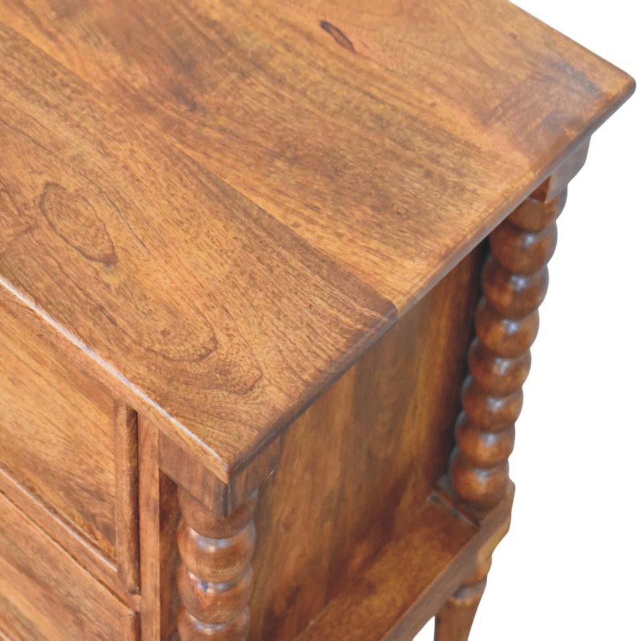 Spindle Leg Amber Oak Bedside Table