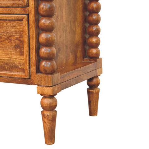 Spindle Leg Amber Oak Bedside Table