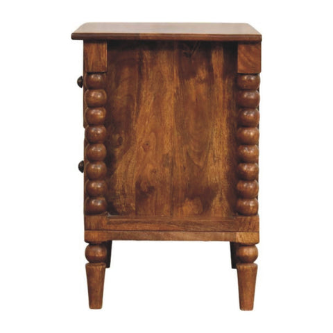Spindle Leg Amber Oak Bedside Table