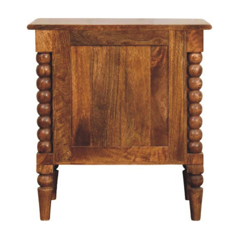 Spindle Leg Amber Oak Bedside Table