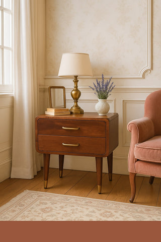 Astor 2-Drawer Bedside Table | Brass Solid Mango Wood