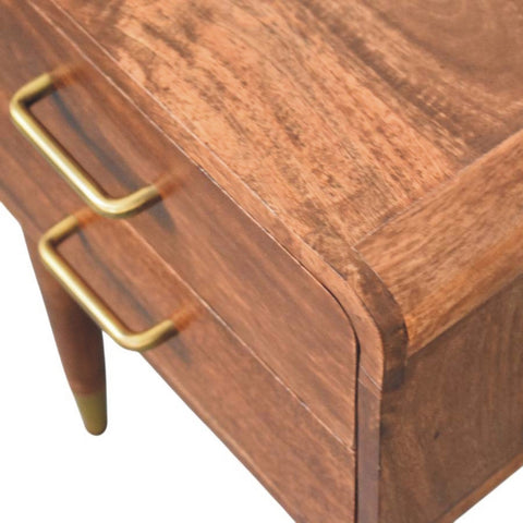 Astor 2-Drawer Bedside Table | Brass Solid Mango Wood