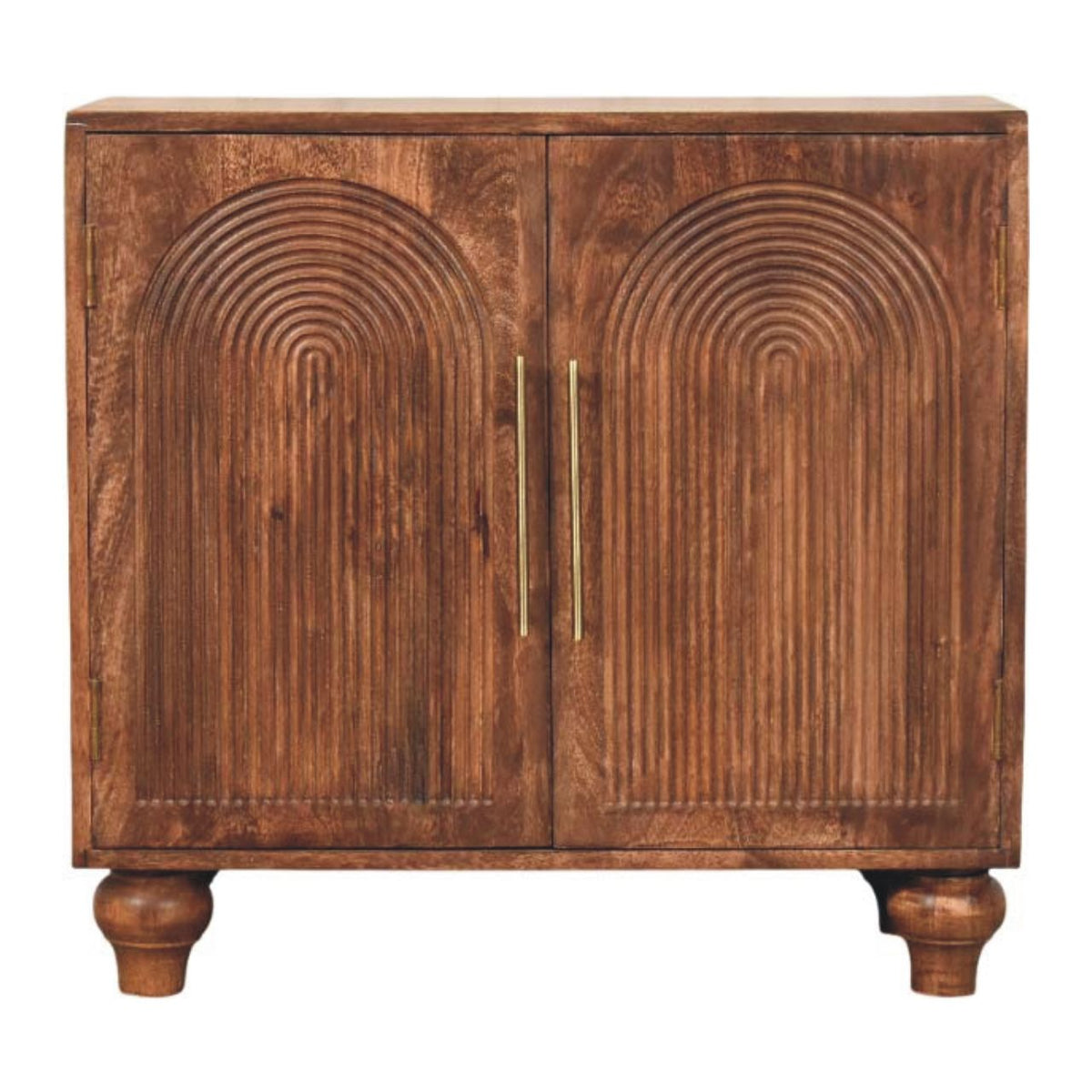 Arco Groove Sideboard Chest of Drawers | Brass Solid Mango Wood Hand-Carved