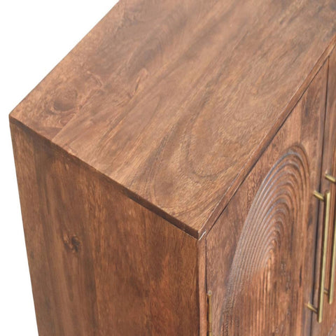 Arco Groove Sideboard Chest of Drawers | Brass Solid Mango Wood Hand-Carved