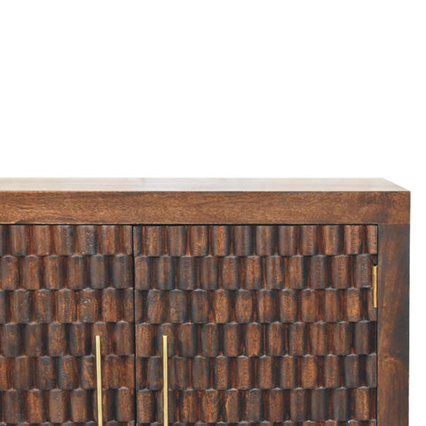 Vesta Textured Chest of Drawers | Brass Velvet Hand-Carved