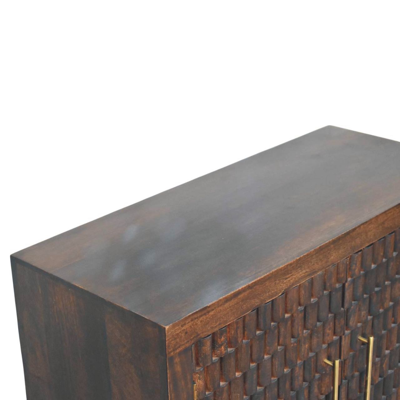Vesta Textured Chest of Drawers | Brass Velvet Hand-Carved