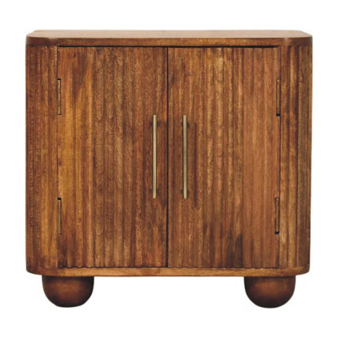 Solis Fluted Mini Sideboard Chest of Drawers | Oak Solid Mango Wood Hand-Carved