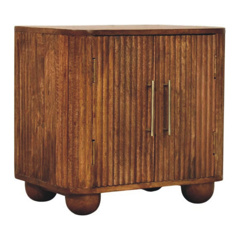 Solis Fluted Mini Sideboard Chest of Drawers | Oak Solid Mango Wood Hand-Carved